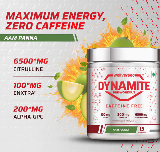 WELLVERSED Dynamite Pre-Workout Caffeine Free ( 195g, 15 Servings )
