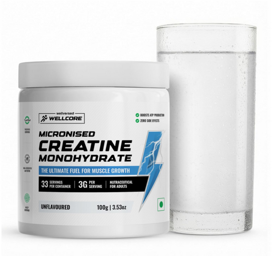 WELLVERSED Wellcore Pure Micronised Creatine Monohydrate 122g, 33 servings
